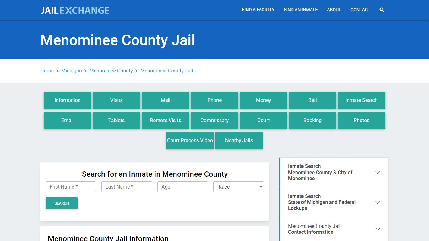 Menominee County Jail Roster Lookup, MI, Inmate Search